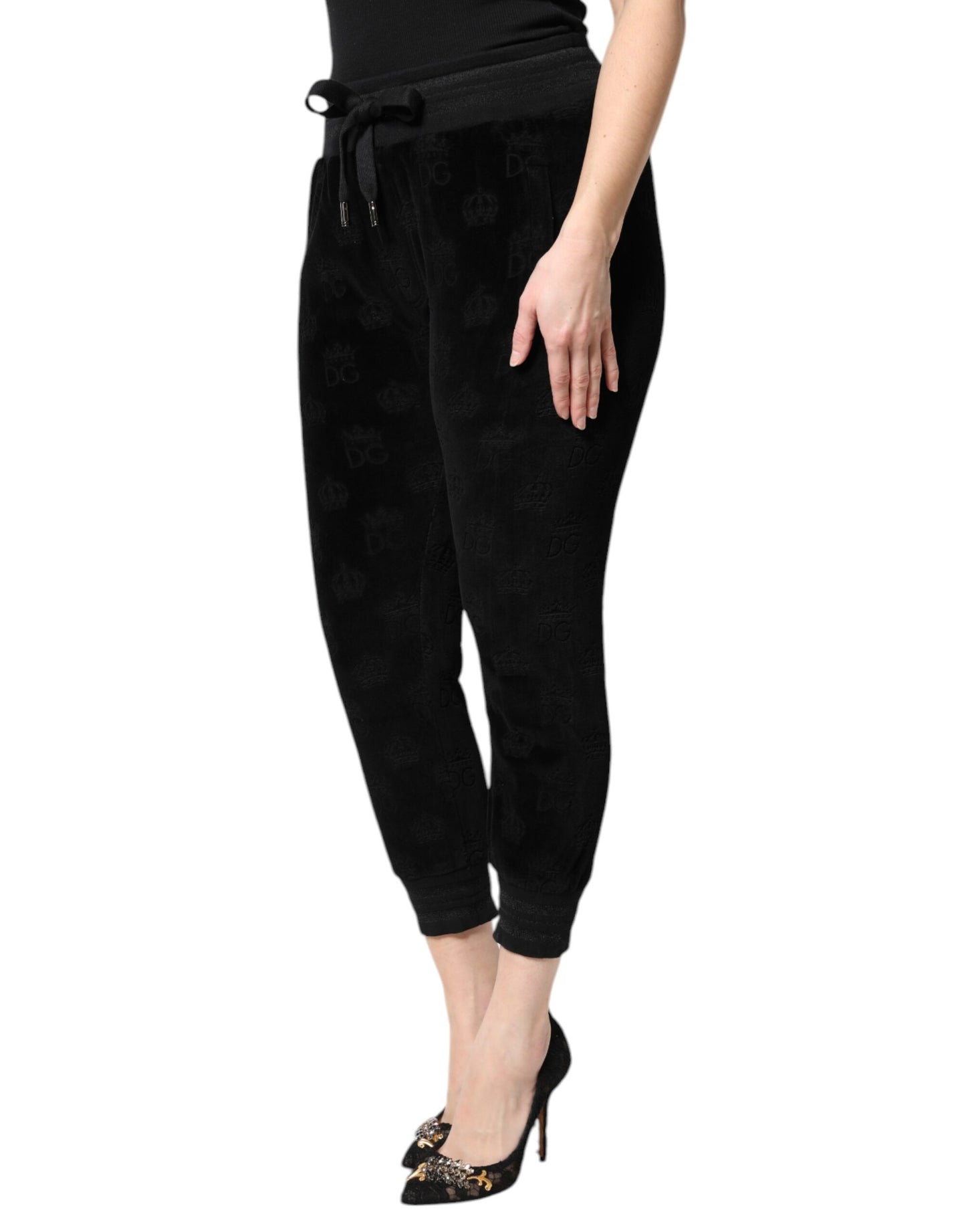 Dolce & Gabbana Schwarze Jogginghose mit All-Over DG-Logo-Print