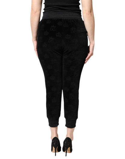 Dolce & Gabbana Schwarze Jogginghose mit All-Over DG-Logo-Print