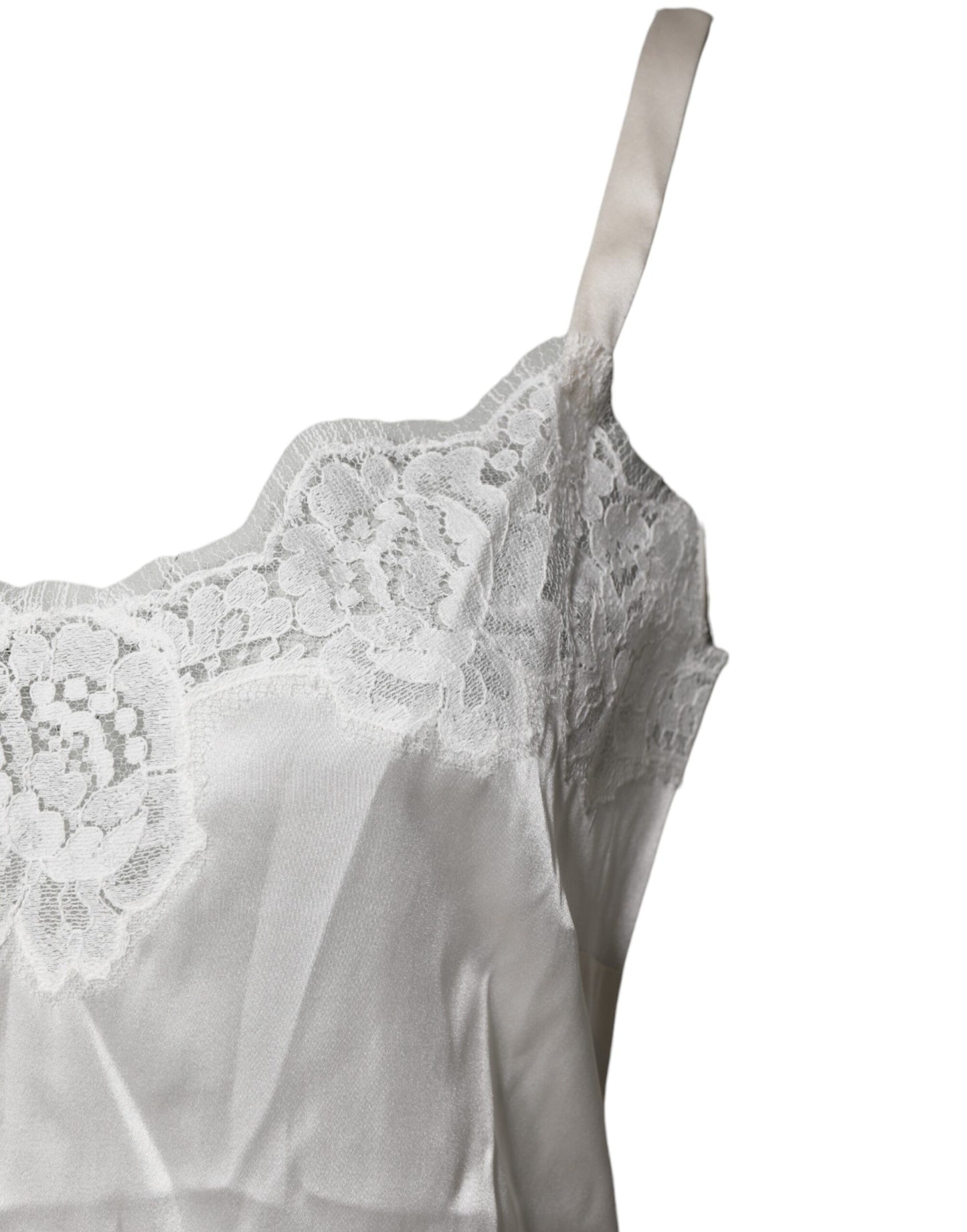 Dolce & Gabbana Top Weiß Satin Spitze Tank Dessous Unterwäsche