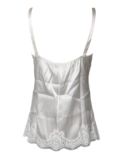 Dolce & Gabbana Top Weiß Satin Spitze Tank Dessous Unterwäsche