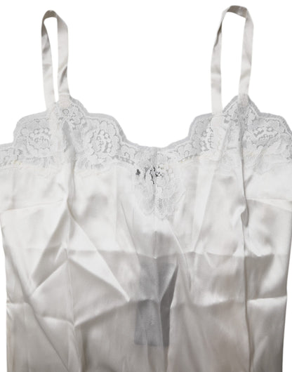 Dolce & Gabbana Top Weiß Satin Spitze Tank Dessous Unterwäsche
