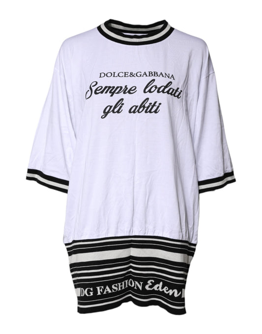 Dolce & Gabbana Weißes Baumwolle DG Mode Rundhals T-Shirt