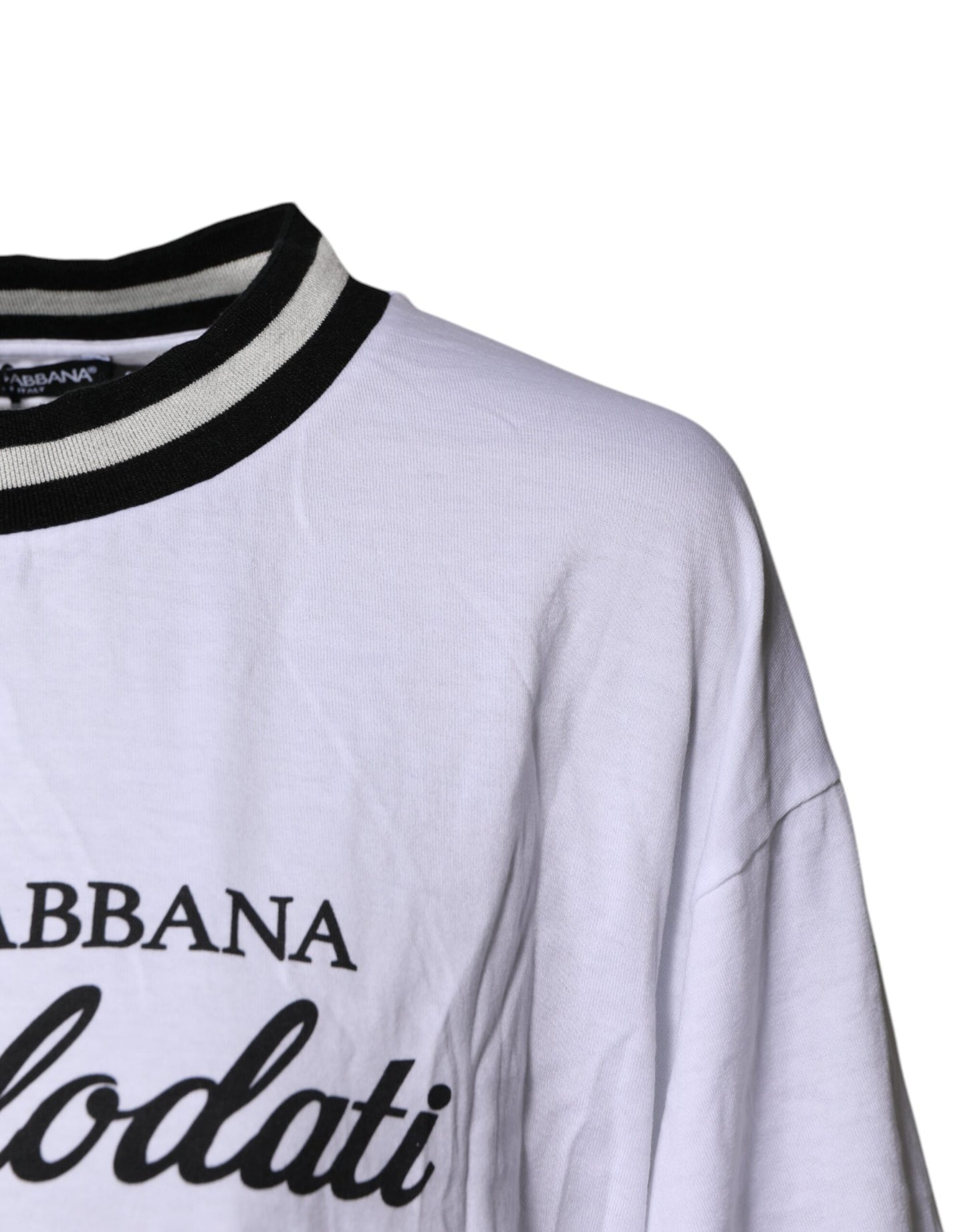 Dolce & Gabbana Weißes Baumwolle DG Mode Rundhals T-Shirt