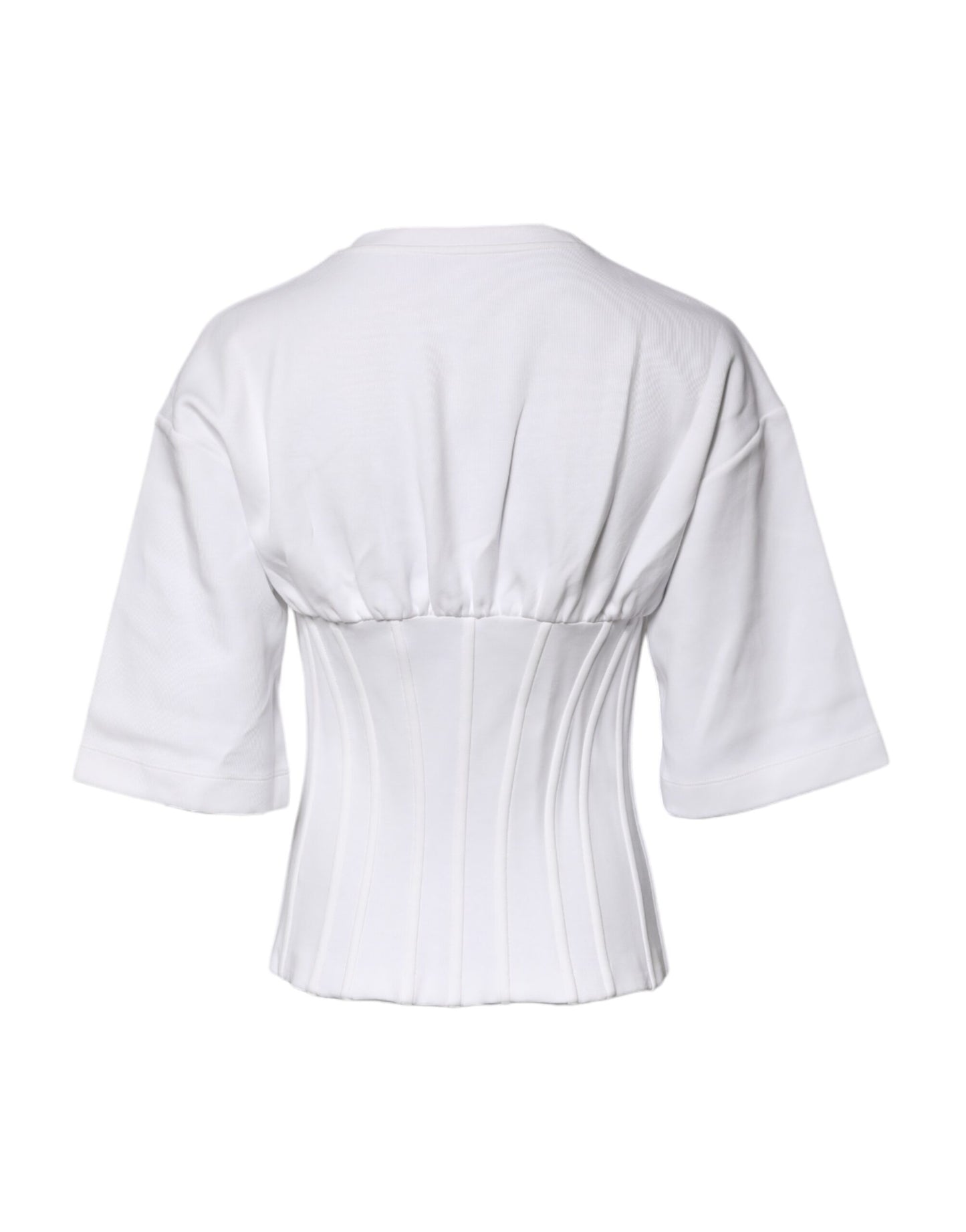 Dolce & Gabbana Weißes Blusentop aus Baumwollmischung mit 3/4 Ärmeln