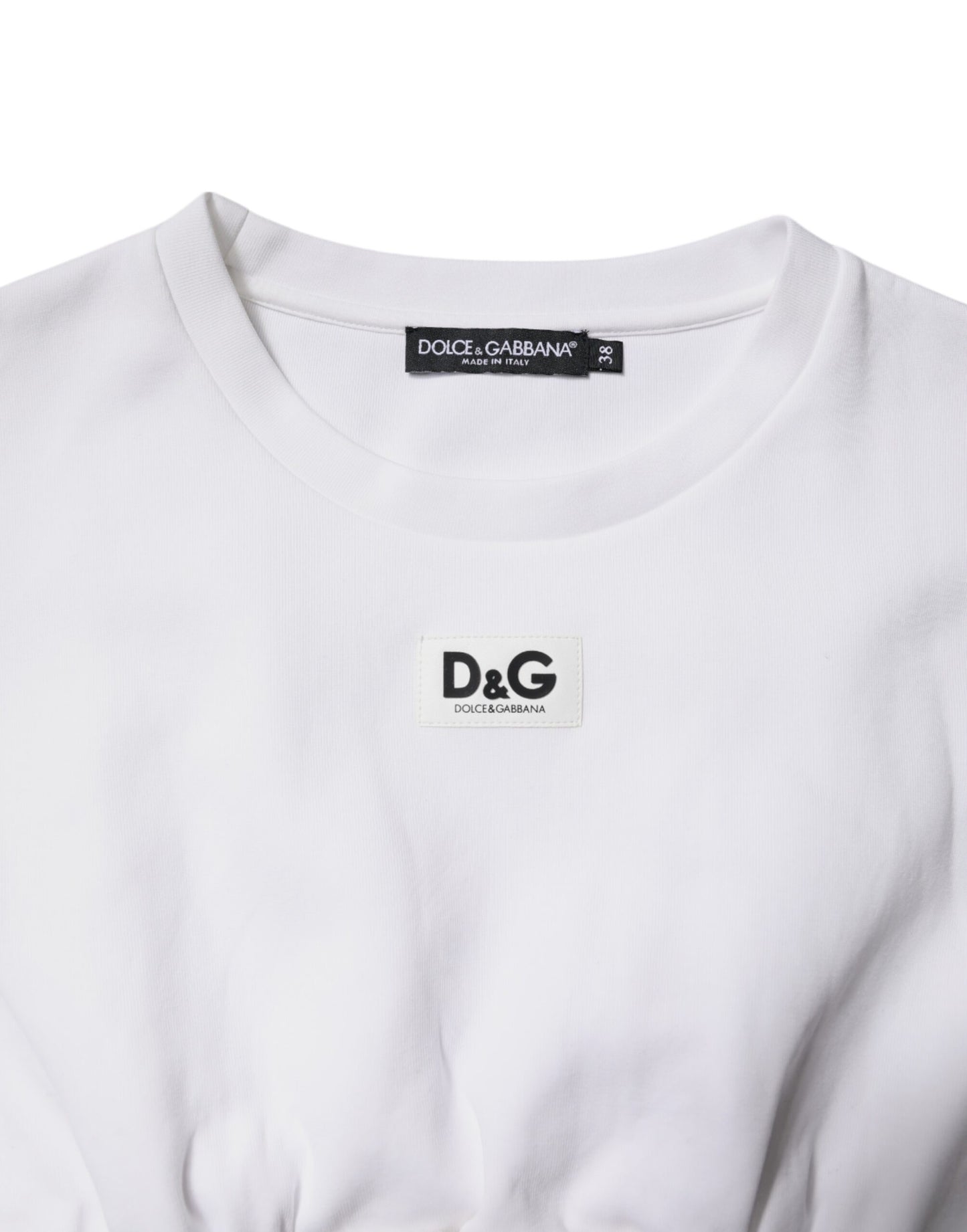 Dolce & Gabbana Weißes Blusentop aus Baumwollmischung mit 3/4 Ärmeln