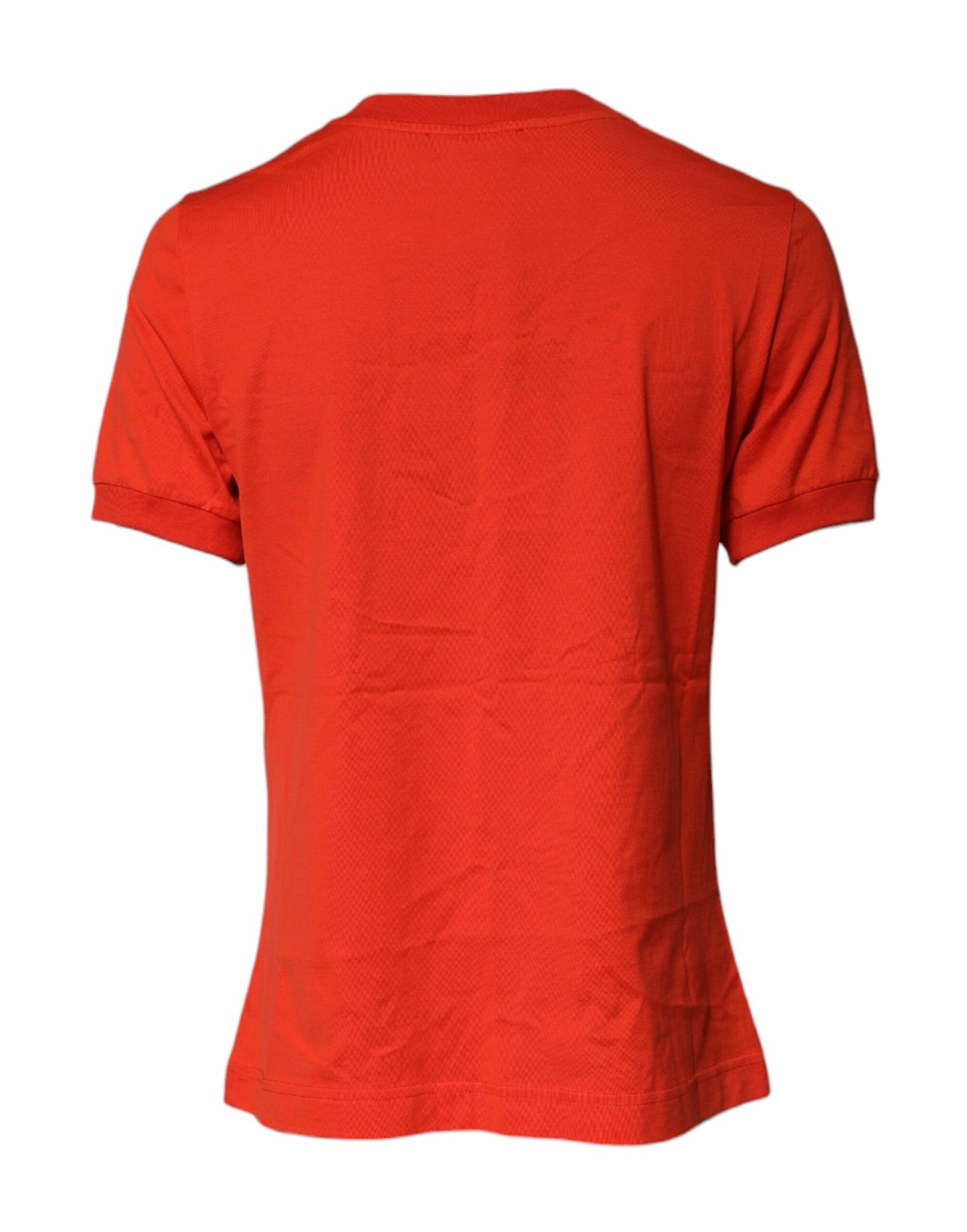 Dolce & Gabbana Rotes T-Shirt mit Blumenstickerei und Rundhalsausschnitt aus Baumwolle