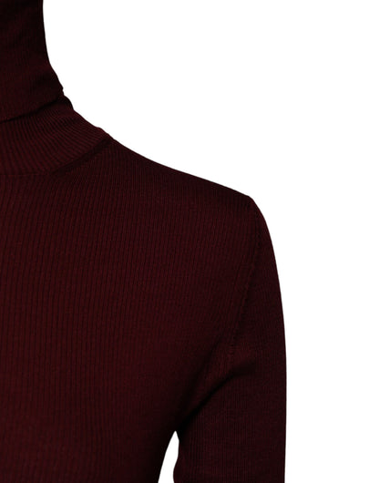 Dolce & Gabbana Burgunderfarbener Rollkragenpullover mit langen Ärmeln