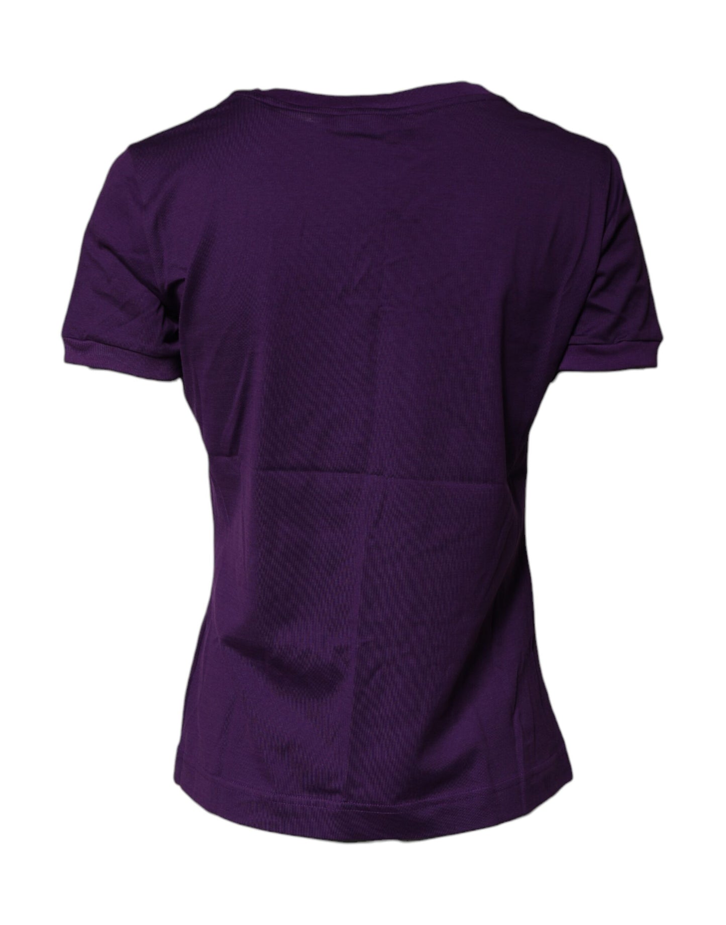 Dolce & Gabbana Violettes Baumwoll-T-Shirt mit Rundhalsausschnitt und kurzen Ärmeln