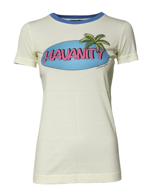 Dolce & Gabbana Hellgelbes Baumwoll-T-Shirt mit kurzen Ärmeln