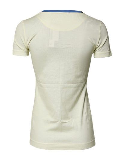 Dolce & Gabbana Hellgelbes Baumwoll-T-Shirt mit kurzen Ärmeln