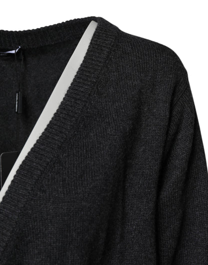 Dolce & Gabbana Grauer Kaschmirpullover mit tiefem V-Ausschnitt