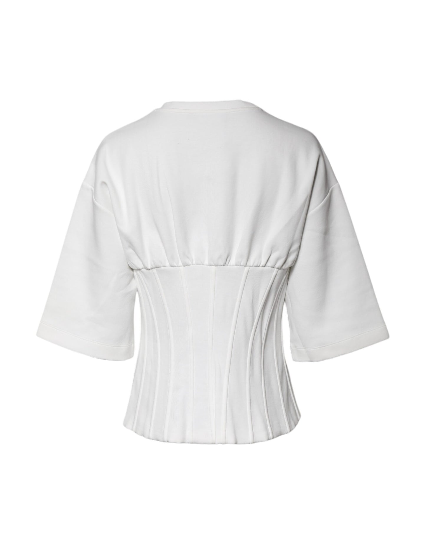 Dolce & Gabbana Weißes Blusentop aus Baumwollmischung mit 3/4 Ärmeln