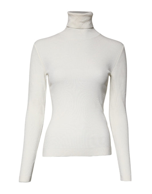 Dolce & Gabbana Cremefarbener Rollkragenpullover mit langen Ärmeln