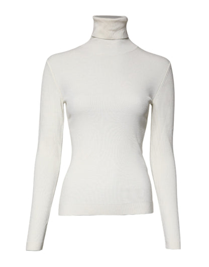 Dolce & Gabbana Cremefarbener Rollkragenpullover mit langen Ärmeln