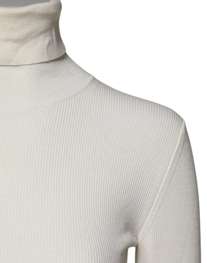 Dolce & Gabbana Cremefarbener Rollkragenpullover mit langen Ärmeln