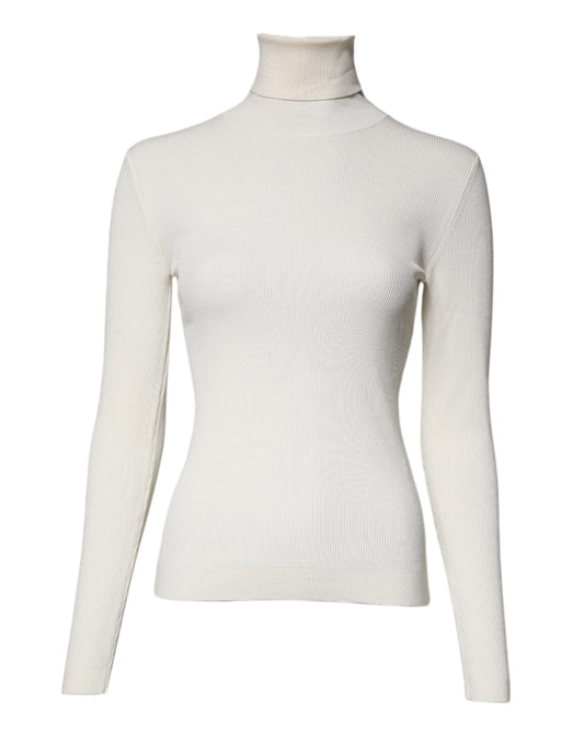 Dolce & Gabbana Cremefarbener Rollkragenpullover mit langen Ärmeln