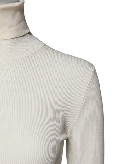 Dolce & Gabbana Cremefarbener Rollkragenpullover mit langen Ärmeln