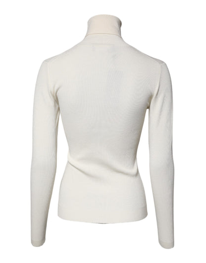 Dolce & Gabbana Cremefarbener Rollkragenpullover mit langen Ärmeln