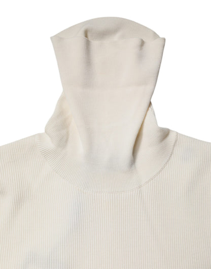 Dolce & Gabbana Cremefarbener Rollkragenpullover mit langen Ärmeln