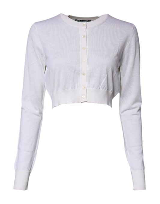 Dolce & Gabbana Cremefarbener Kaschmir-Strickpullover mit Cropped Cardigan
