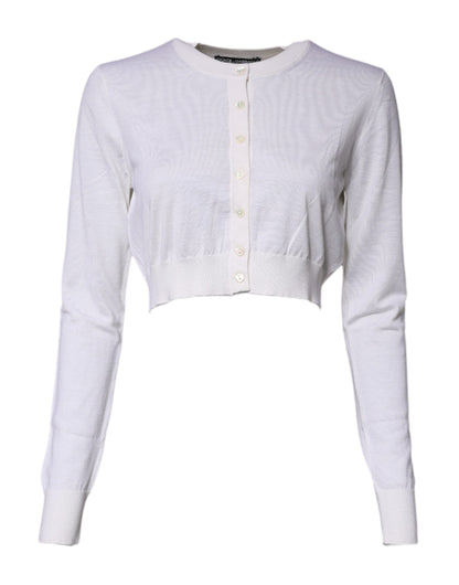 Dolce & Gabbana Cremefarbener Kaschmir-Strickpullover mit Cropped Cardigan