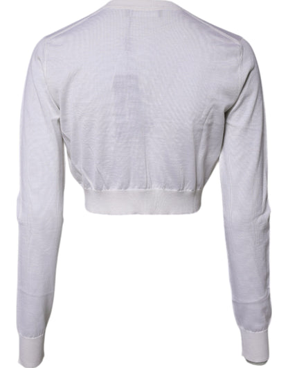 Dolce & Gabbana Cremefarbener Kaschmir-Strickpullover mit Cropped Cardigan