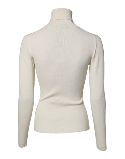 Dolce & Gabbana Cremefarbener Rollkragenpullover mit langen Ärmeln