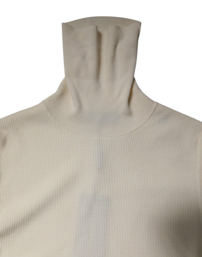 Dolce & Gabbana Cremefarbener Rollkragenpullover mit langen Ärmeln