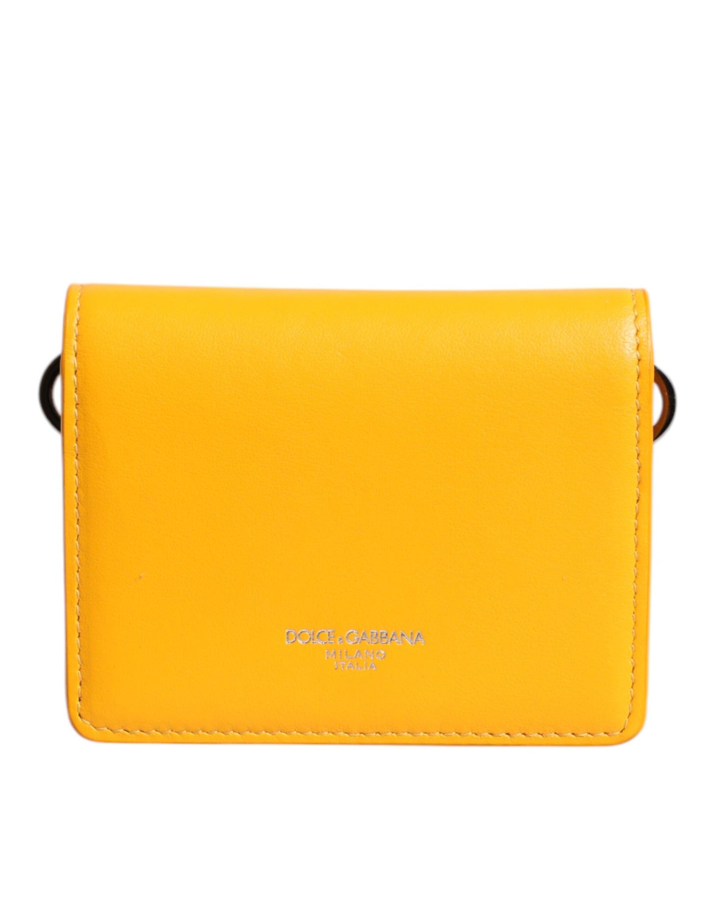 Dolce & Gabbana Gelbe Leder Bifold Card Holder Crossbody Tasche