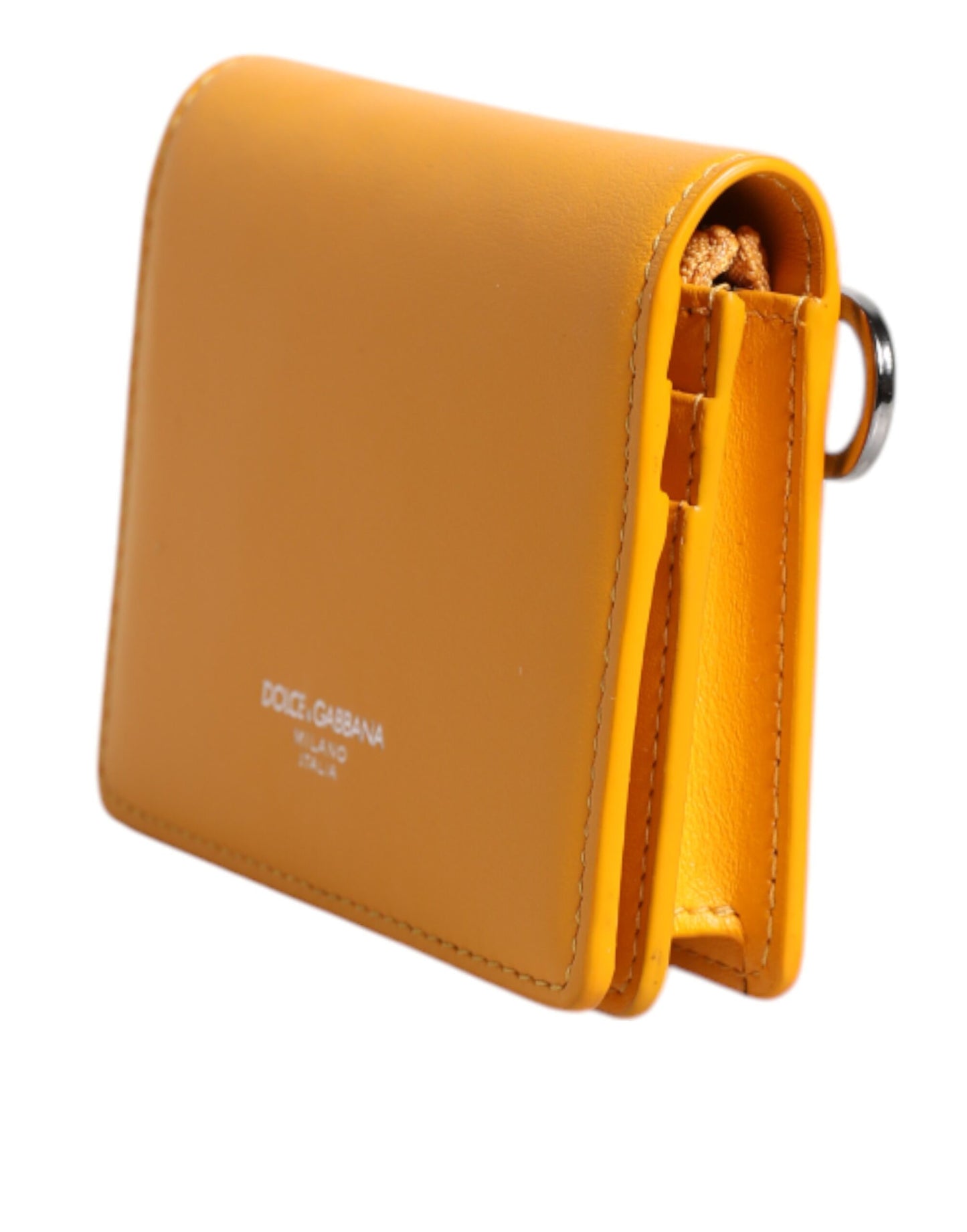 Dolce & Gabbana Gelbe Leder Bifold Card Holder Crossbody Tasche
