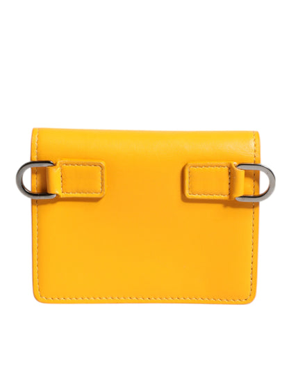 Dolce & Gabbana Gelbe Leder Bifold Card Holder Crossbody Tasche
