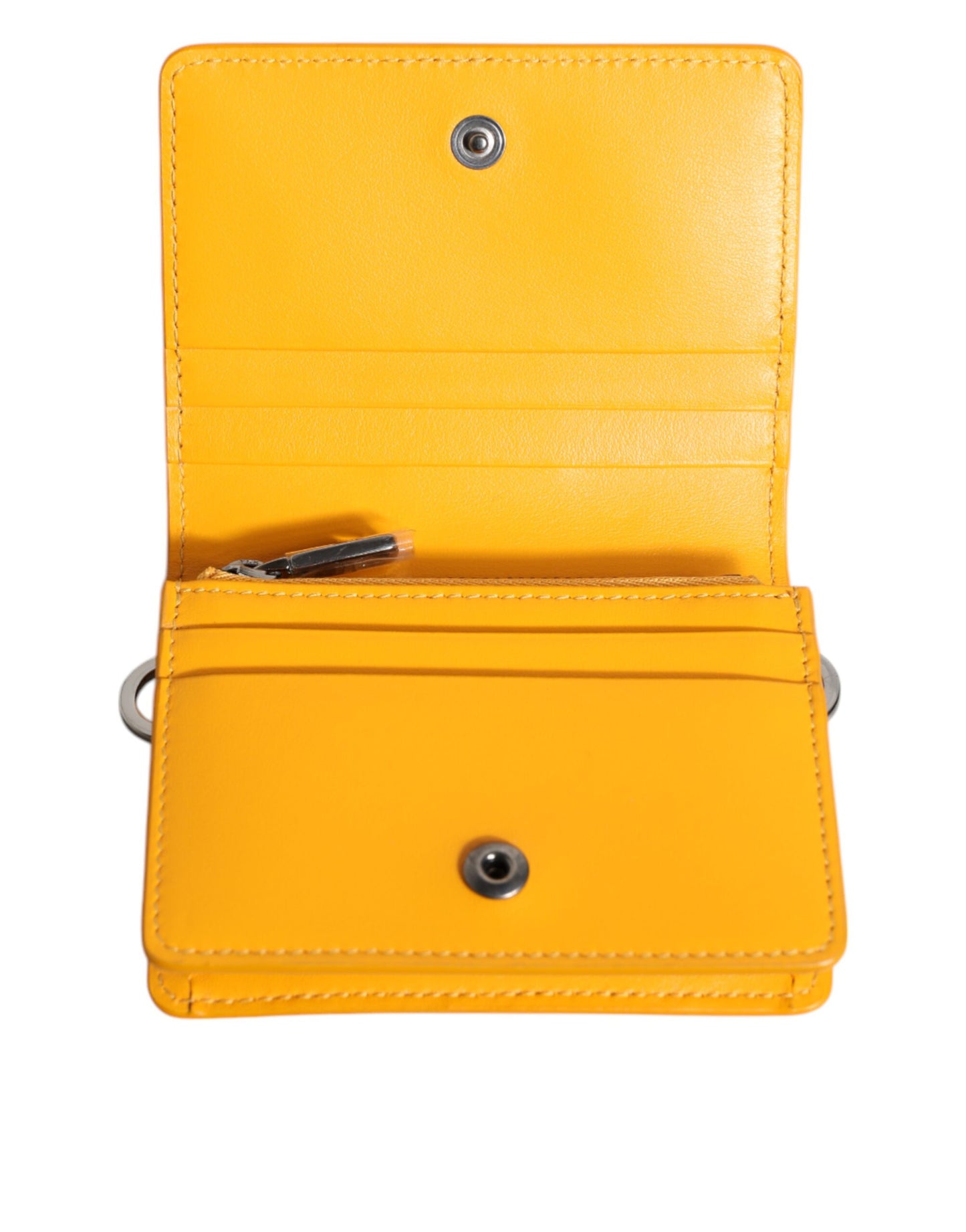 Dolce & Gabbana Gelbe Leder Bifold Card Holder Crossbody Tasche
