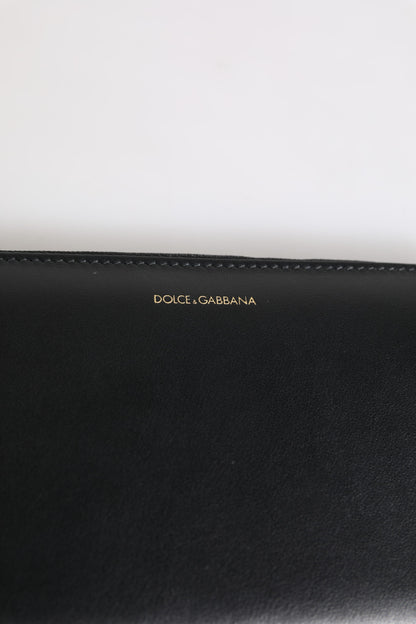 Dolce & Gabbana Schwarz-Blau Exotisches Leder Geprägte Kontinental Brieftasche