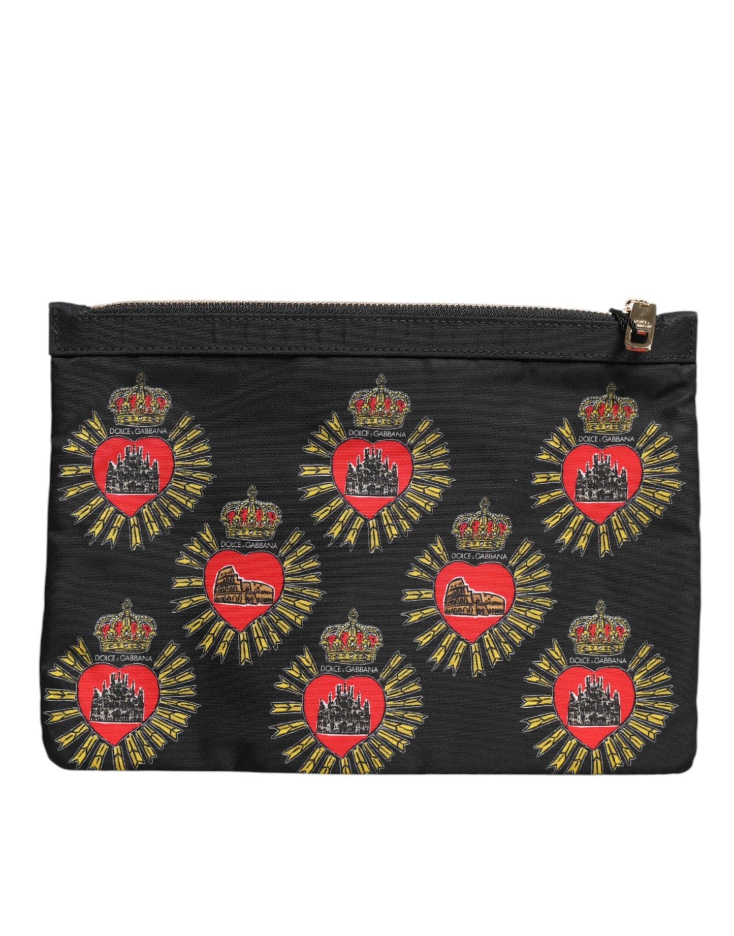 Dolce & Gabbana Schwarzes rotes Nylon Heiliges Herz Clutch Pouch Tasche