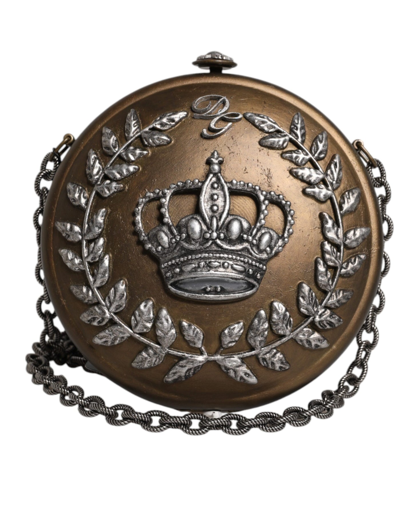 Dolce & Gabbana Gold Messing Metall DG Crown Clutch Crossbody Tasche