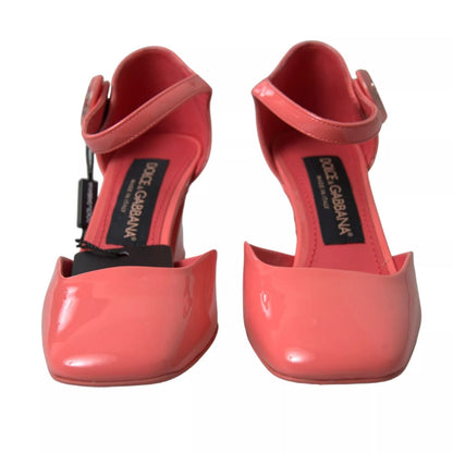 Dolce & Gabbana Pfirsich Leder Knöchel Strap Heels Sandalen Schuhe