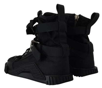 Dolce & Gabbana Schwarz Nylon High Top Sorrento Turnschuhe Schuhe