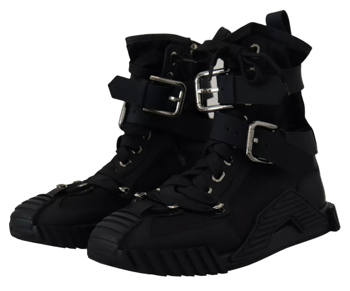 Dolce & Gabbana Schwarz Nylon High Top Sorrento Turnschuhe Schuhe