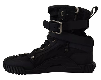 Dolce & Gabbana Schwarz Nylon High Top Sorrento Turnschuhe Schuhe