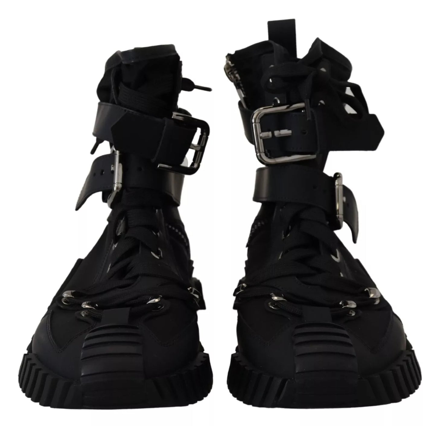 Dolce & Gabbana Schwarz Nylon High Top Sorrento Turnschuhe Schuhe