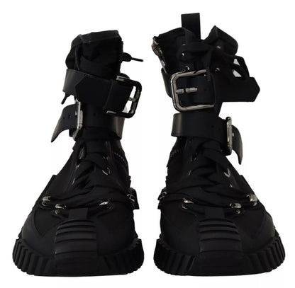 Dolce & Gabbana Schwarz Nylon High Top Sorrento Turnschuhe Schuhe
