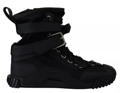 Dolce & Gabbana Schwarz Nylon High Top Sorrento Turnschuhe Schuhe