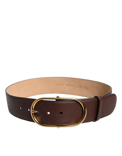 Dolce & Gabbana Brauner Logo gravierter Metall-Gürtel mit Gürtelschnalle
