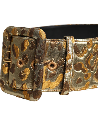 Dolce & Gabbana Breiter Taillengürtel aus goldfarbenem gepunktetem Jacquard-Stoff