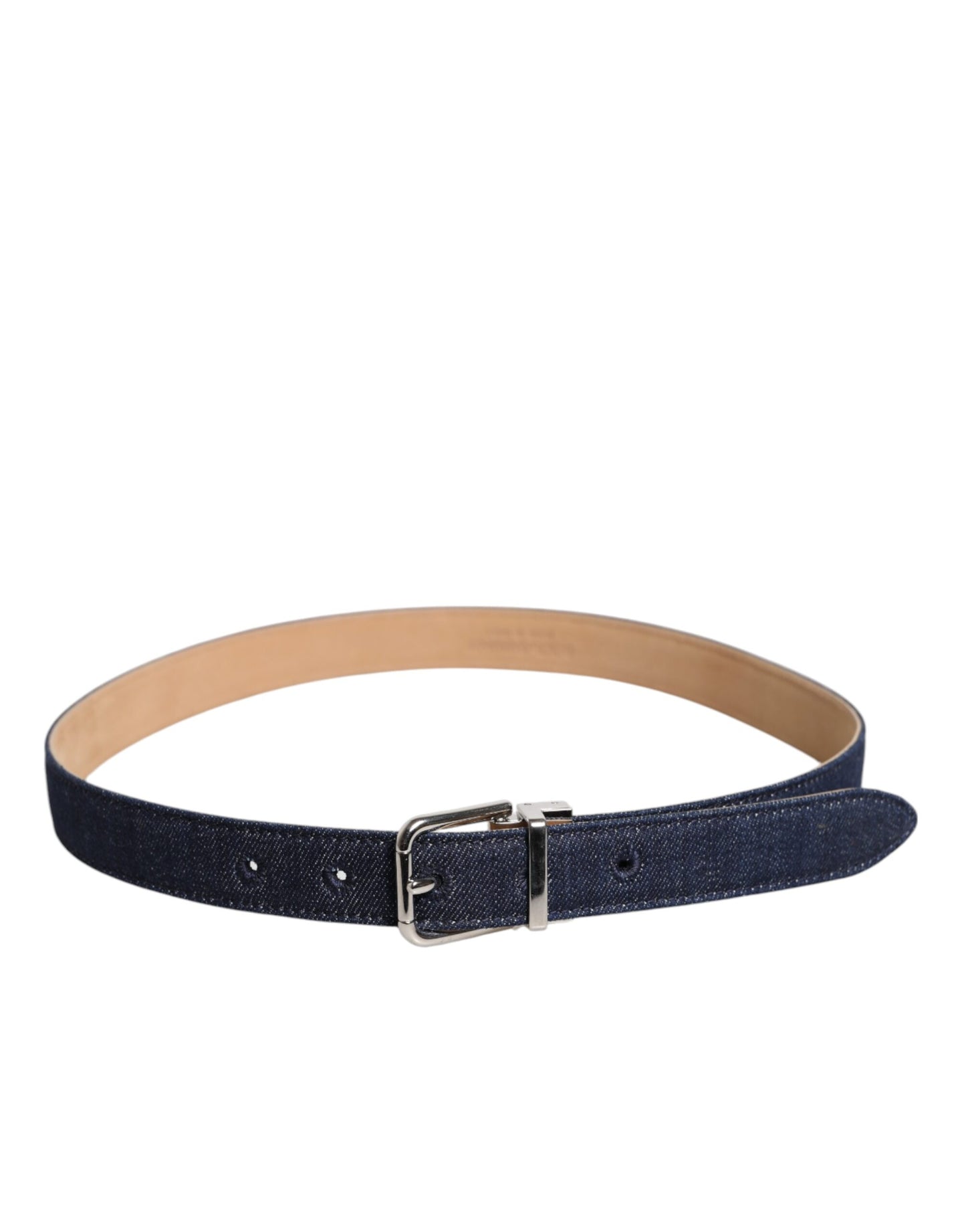 Dolce & Gabbana Blauer Denim Silber Logo Metall Taille Schnalle Gürtel