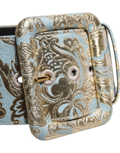 Dolce & Gabbana Multicolor Floral Jacquard Breiter Taillengürtel