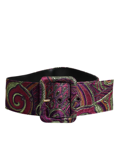 Dolce & Gabbana Multicolor Floral Jacquard Breiter Taillengürtel