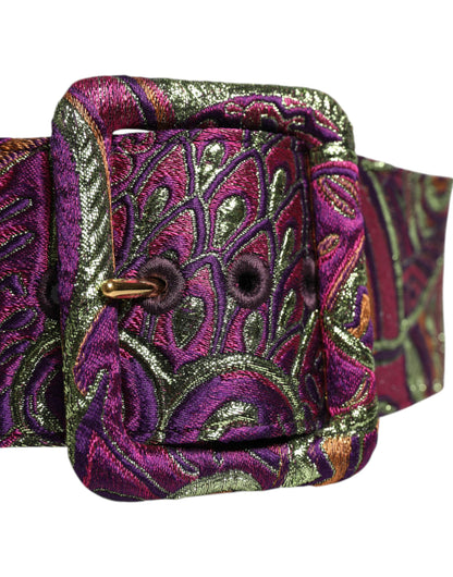 Dolce & Gabbana Multicolor Floral Jacquard Breiter Taillengürtel