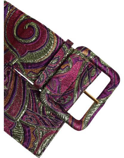 Dolce & Gabbana Multicolor Floral Jacquard Breiter Taillengürtel