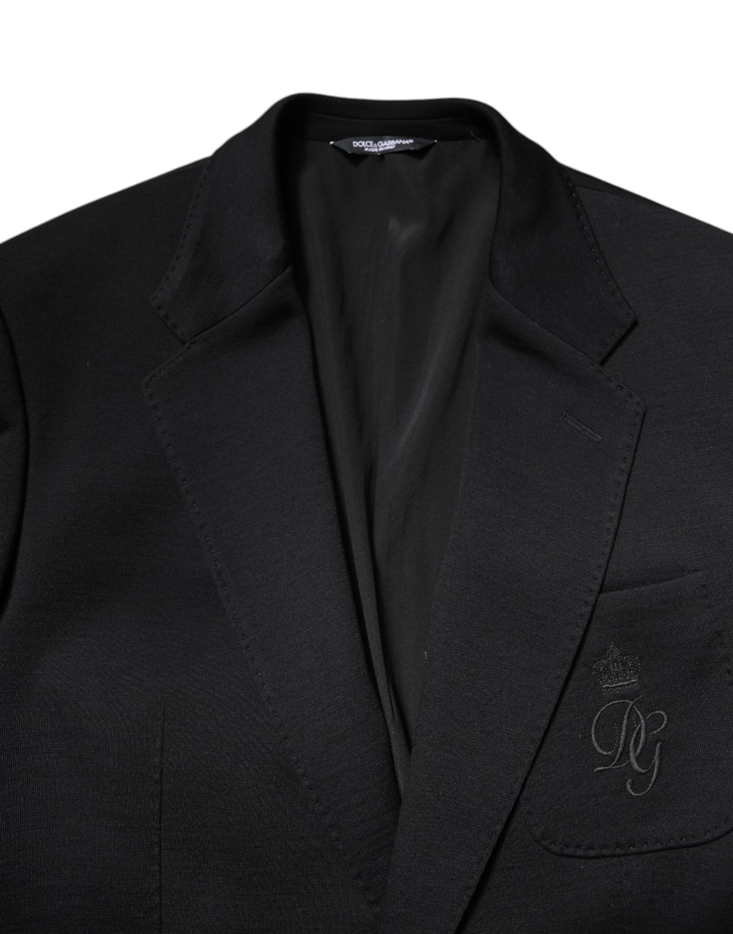 Dolce & Gabbana Schwarze Wolle Slim Fit Mantel Blazer Jacke Anzug